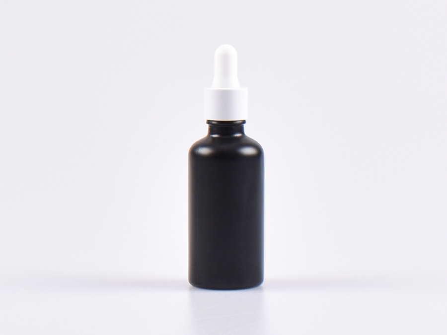 Schwarzglasflasche 50ml, mit Pipette weiss